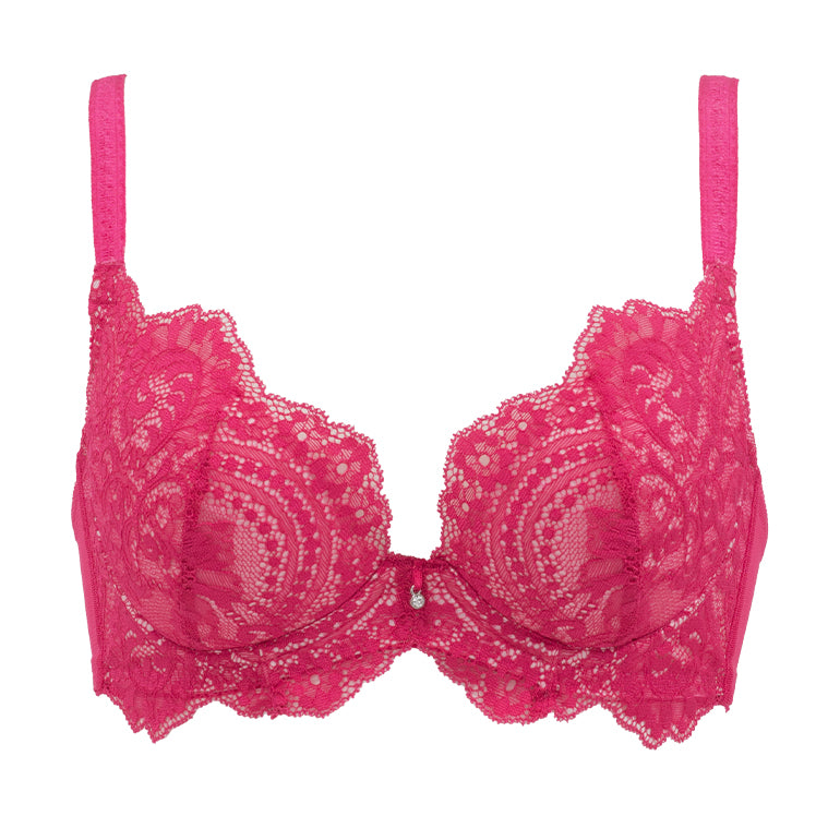 Victoria Secret Bra 34C Very Sexy Push Up Neon Pink Lace Underwire New