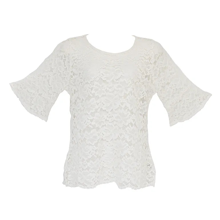 Floral Lace Half-Sleeve Top