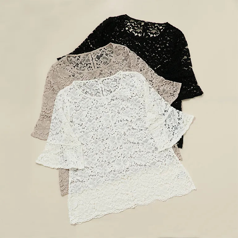Floral Lace Half-Sleeve Top