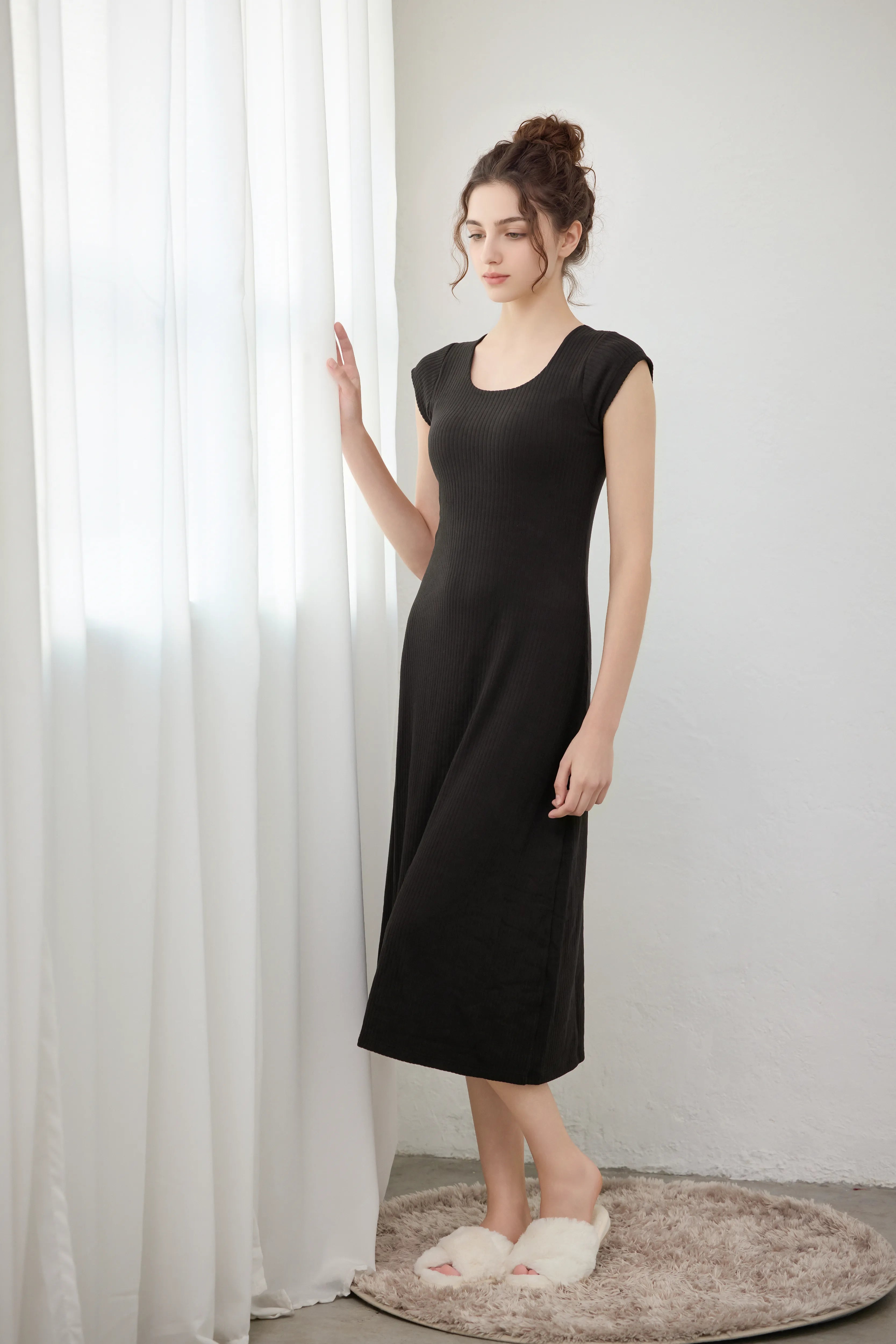 Velour Ribbed Dress