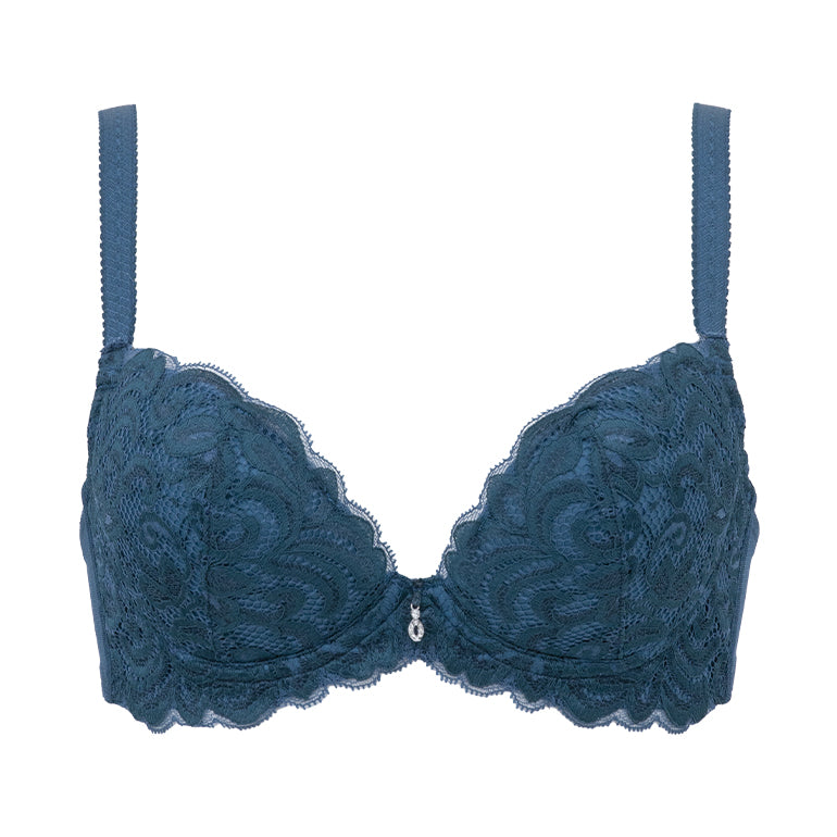 Dark blue lace push-up bra