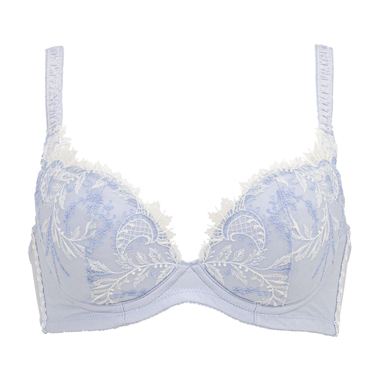 Cacique, Intimates & Sleepwear, Cacique Smooth Boost Plunge Bra Blue And  White Pinstripe With Lace Trim