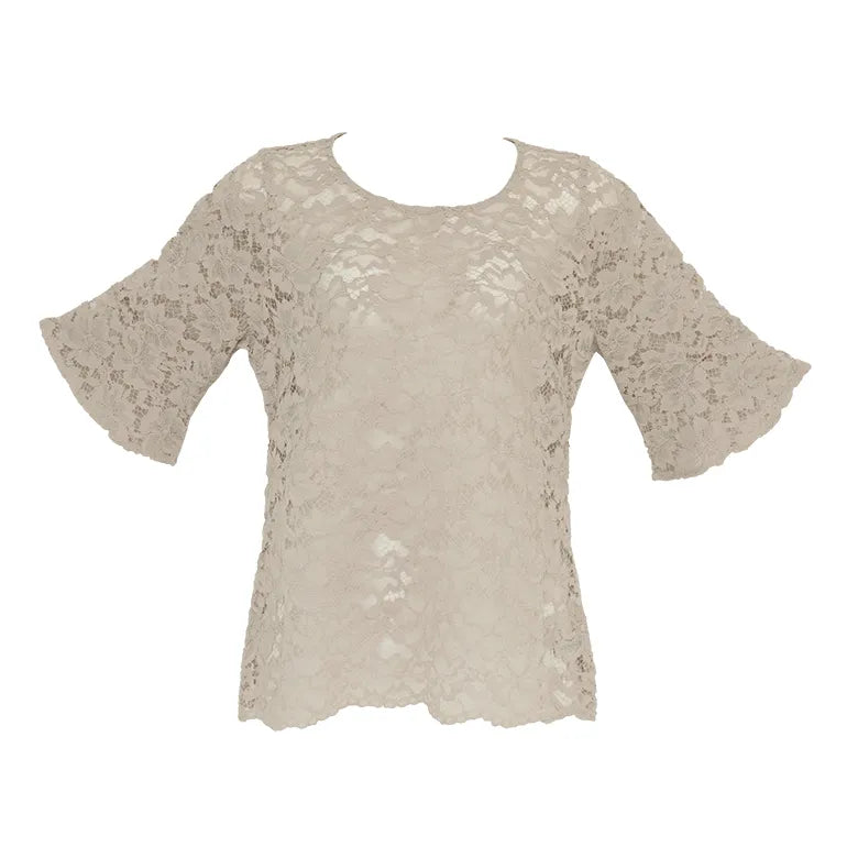 Floral Lace Half-Sleeve Top