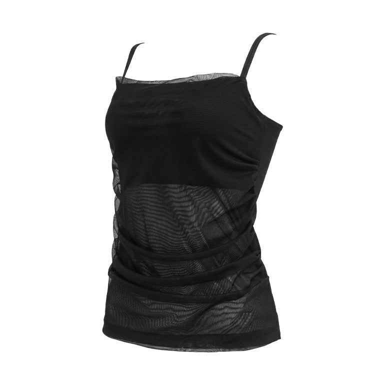 Sheer Tulle Bustier Bra Camisole | 2-in-1 Wireless Bra Cami