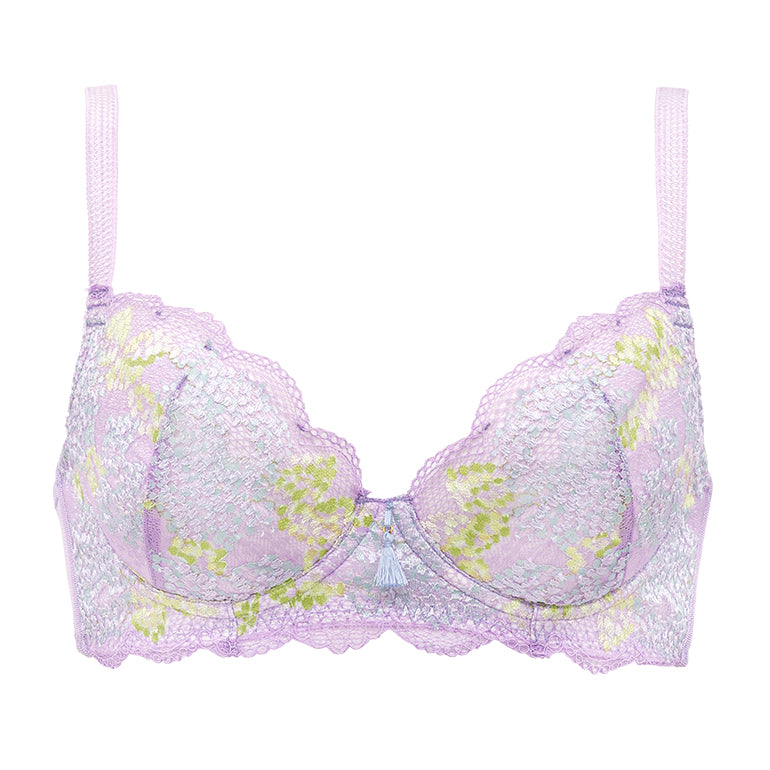 Savage X Fenty Floral Lace Unlined Bra with X Charm Purple Lavender Size 36C