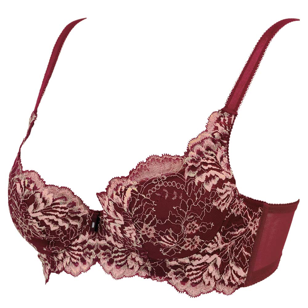 Red Cotton Blend Heavily Padded Seamless Wirefree Bra By Estonished, EST-MRBR-003